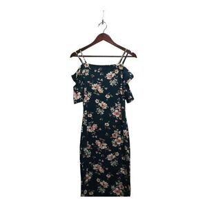 Beautiful navy blue floral dress by Haute Monde.  Size Large